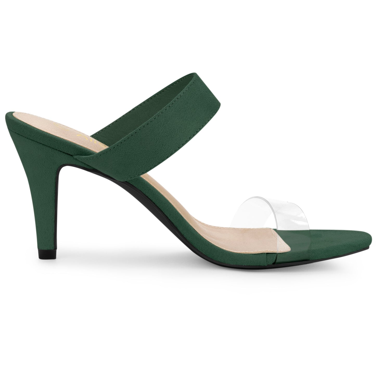 Sandalias de tacón de aguja con tiras transparentes para mujer