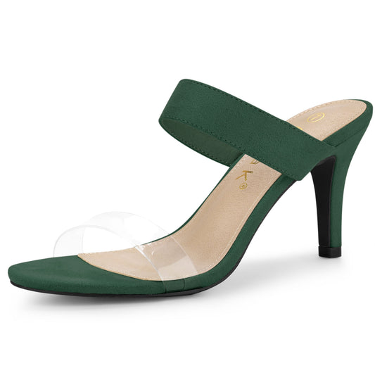 Sandalias de tacón de aguja con tiras transparentes para mujer