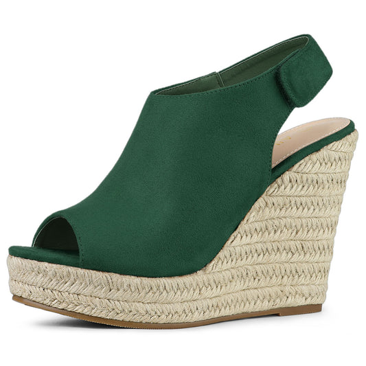 Women's Espadrille Platform Heeled Wedges Sandals