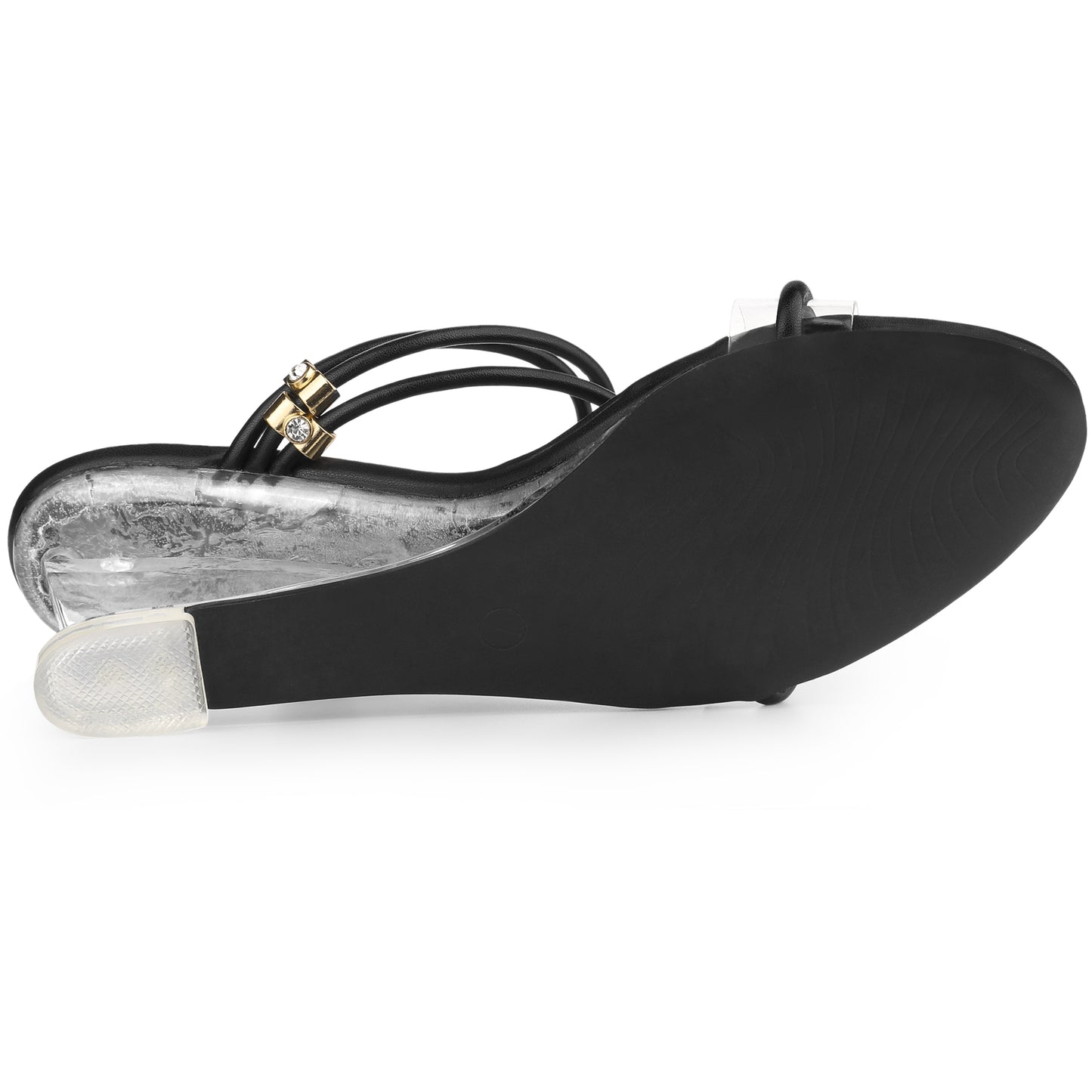 Women's Clear Glass Heel Slide Wedge Heel Wedge Sandals
