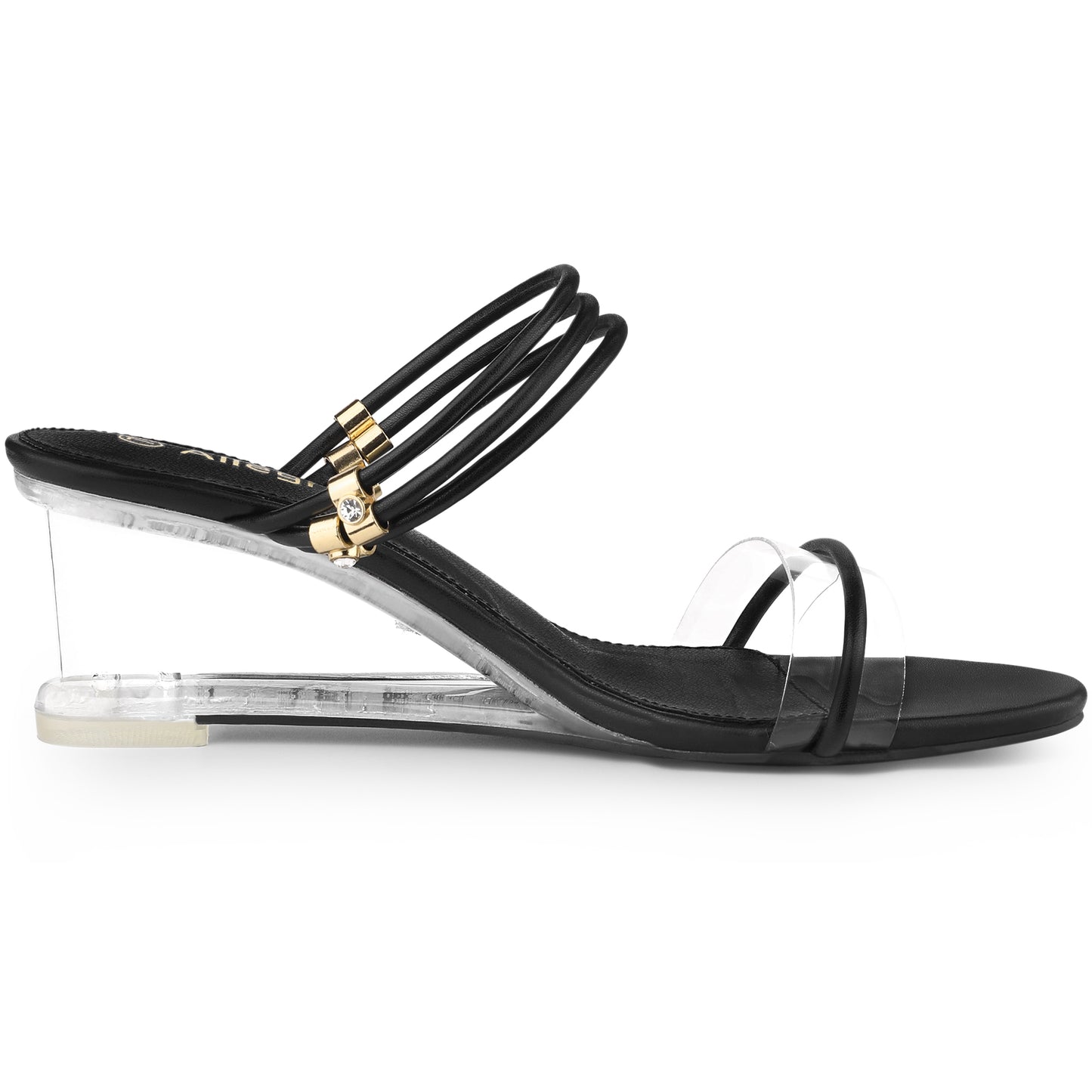 Women's Clear Glass Heel Slide Wedge Heel Wedge Sandals