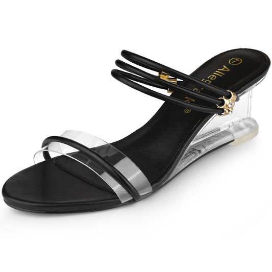 Women's Clear Glass Heel Slide Wedge Heel Wedge Sandals