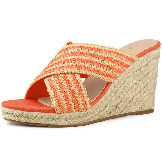 Sandalias de cuña con plataforma y tiras cruzadas para mujer