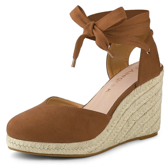 Women's Espadrille Platform Wedge Heel Lace Up Sandals