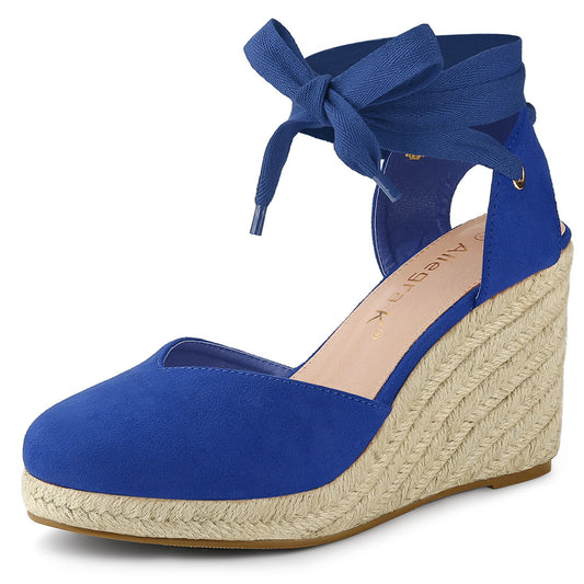 Sandalias de plataforma con cuña y cordones para mujer