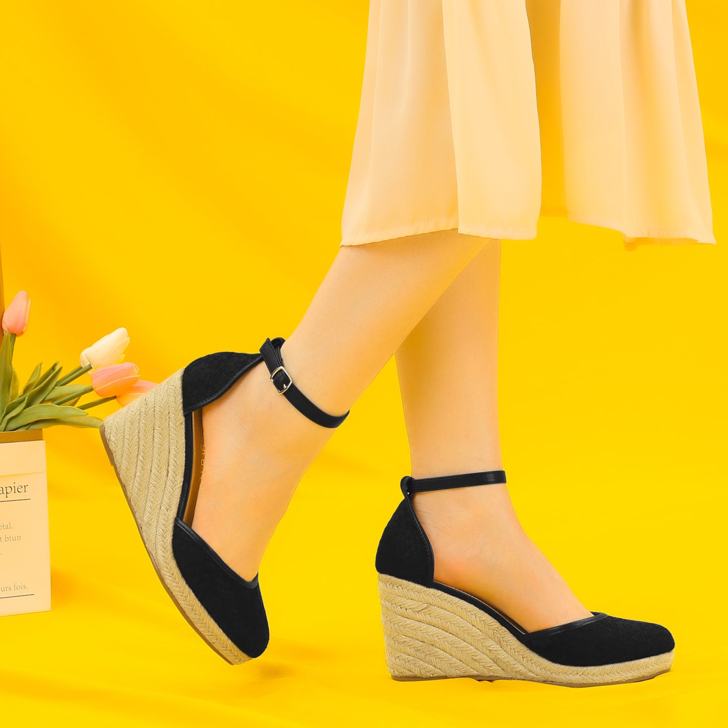 Women's Espadrille Platform Heels Lace Wedge Heel Sandals
