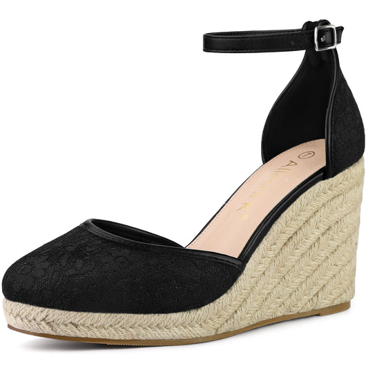 Sandalias de cuña con plataforma y encaje para mujer