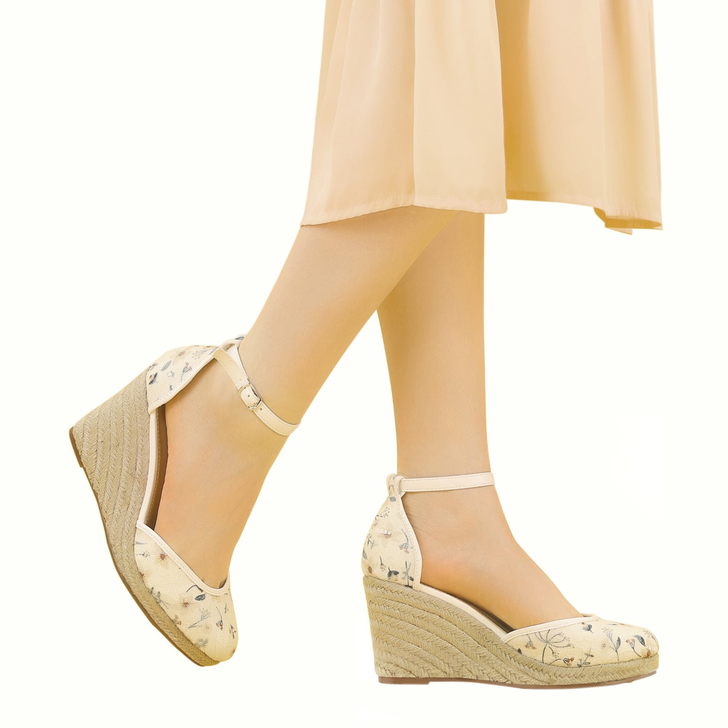 Sandalias de cuña con plataforma y encaje para mujer