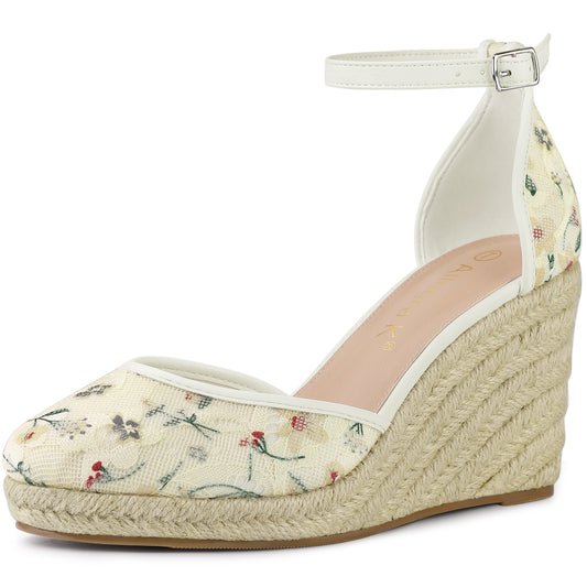 Sandalias de cuña con plataforma y encaje para mujer