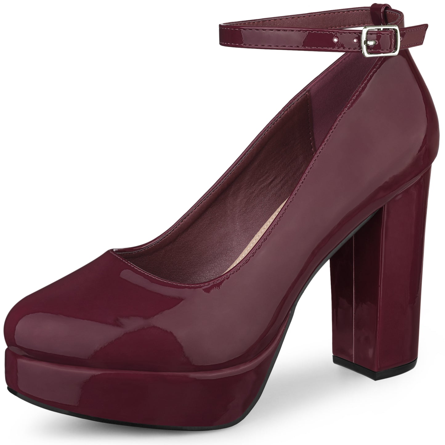 Zapatos Mary Jane de tacón grueso con plataforma y tira al tobillo para mujer