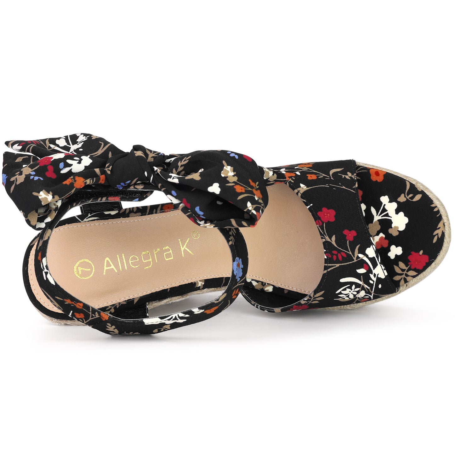Women's Floral Printed Slingback Espadrille Wedge Sandals