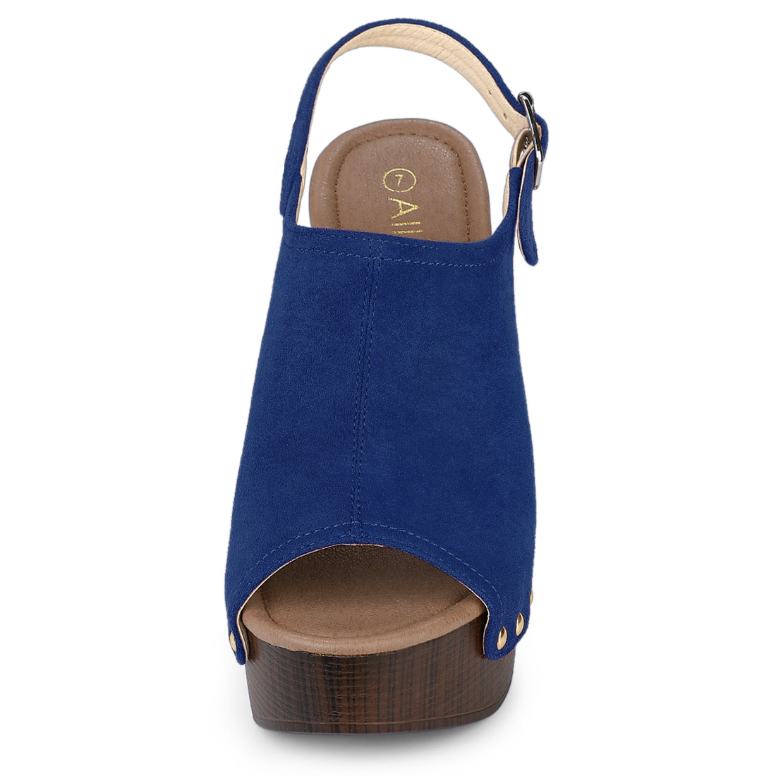 Sandalias de tacón grueso con plataforma y tira trasera para mujer