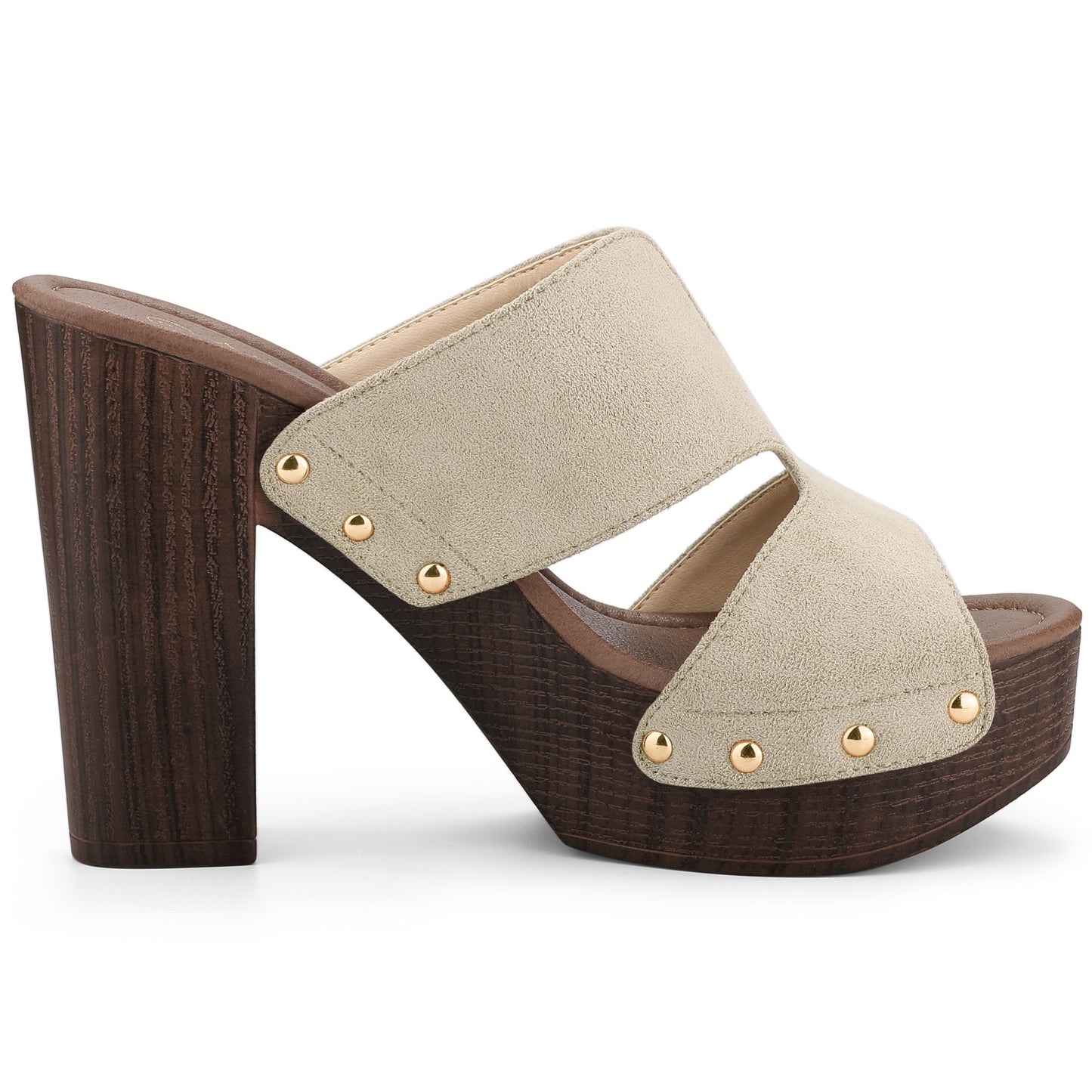 Sandalias de tacón alto con plataforma de ante sintético para mujer