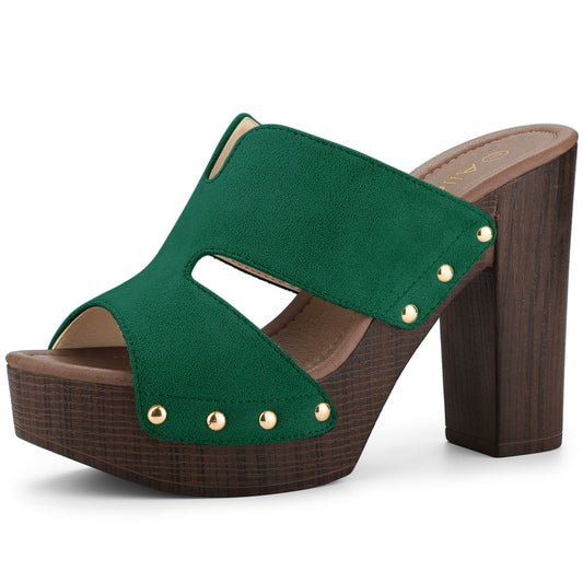 Sandalias de tacón alto con plataforma de ante sintético para mujer