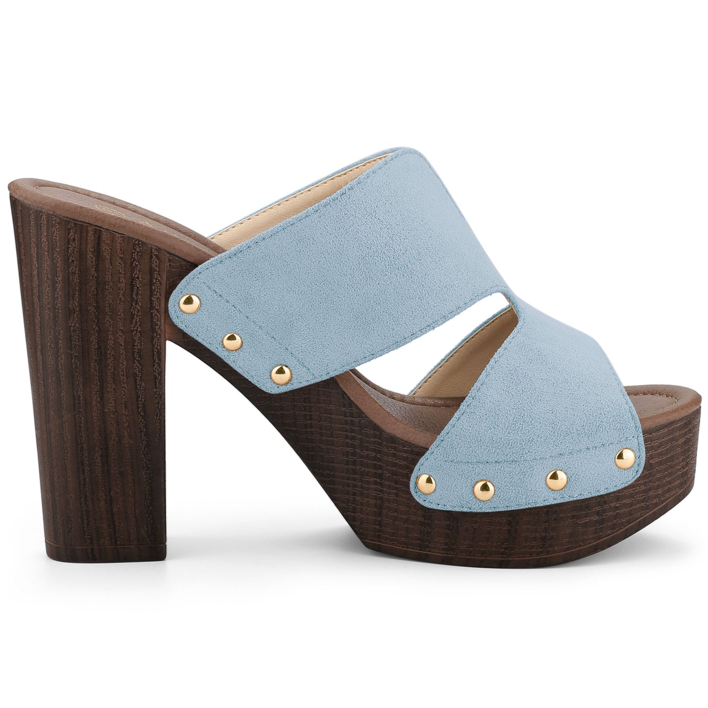 Sandalias de tacón alto con plataforma de ante sintético para mujer