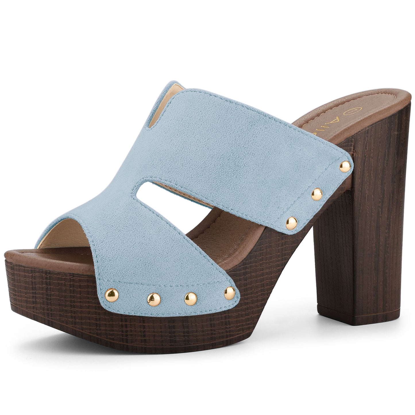 Sandalias de tacón alto con plataforma de ante sintético para mujer