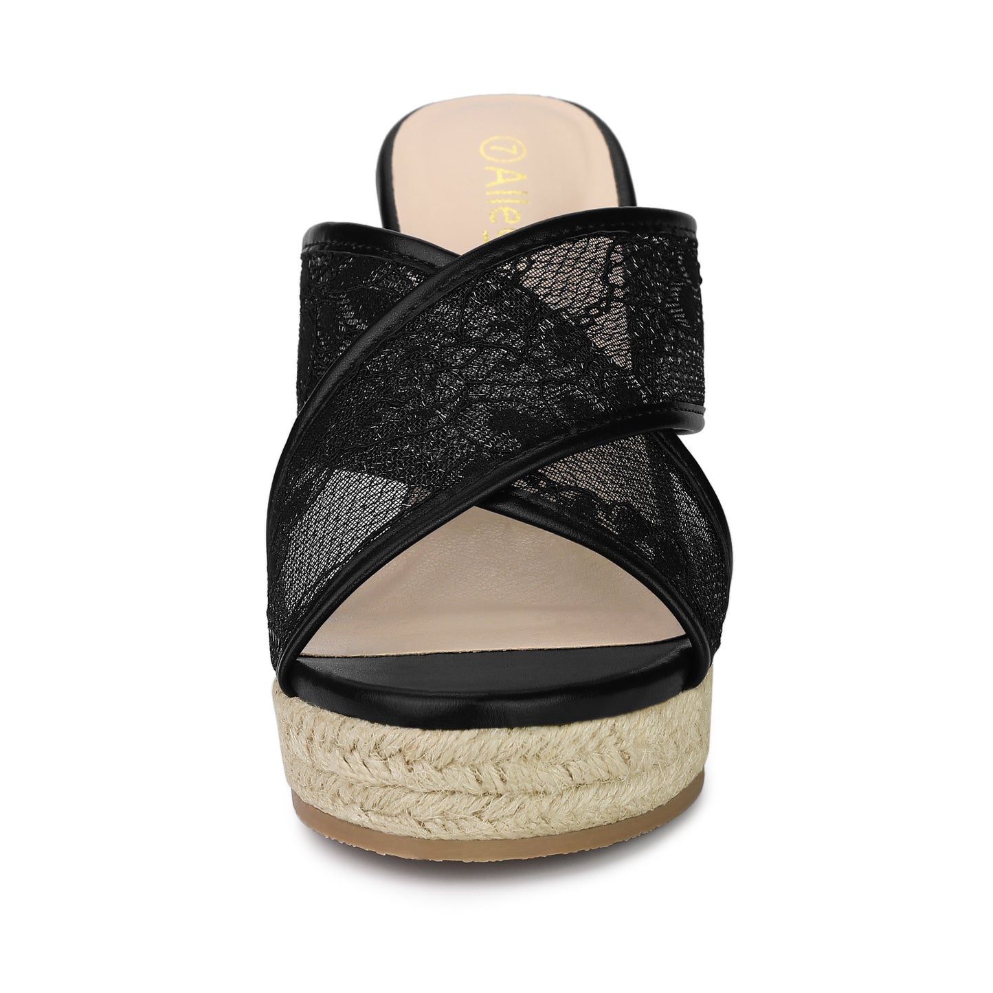 Sandalias de cuña con tiras cruzadas y encaje para mujer