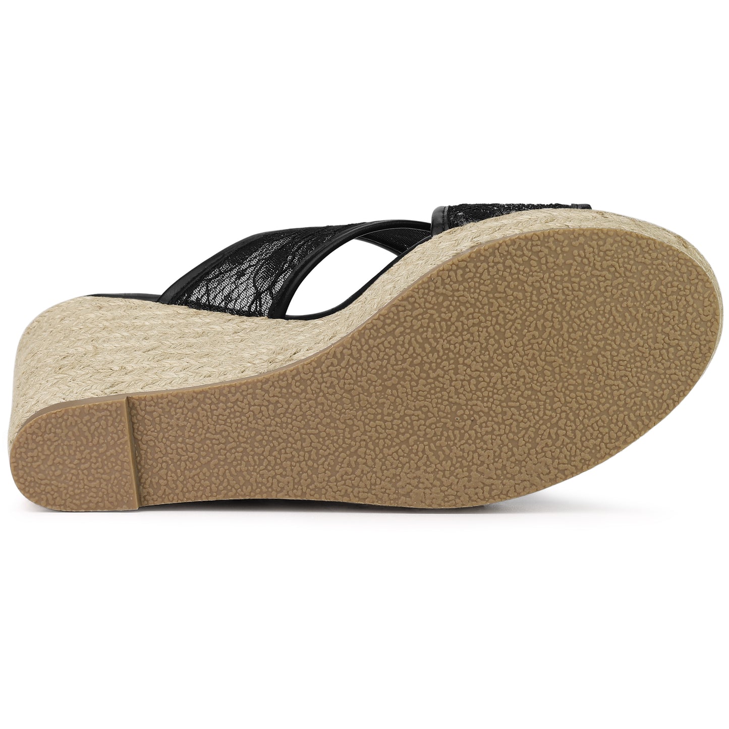 Sandalias de cuña con tiras cruzadas y encaje para mujer