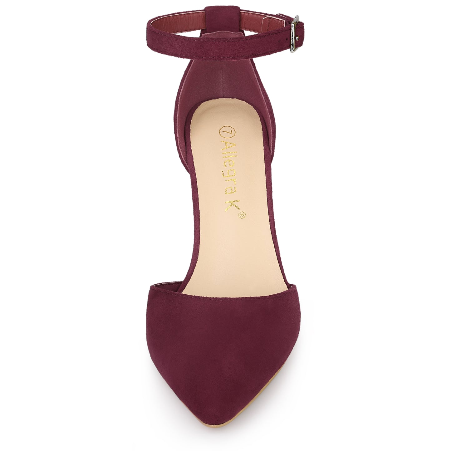 Zapatos de tacón de bloque con punta puntiaguda y tira al tobillo para mujer