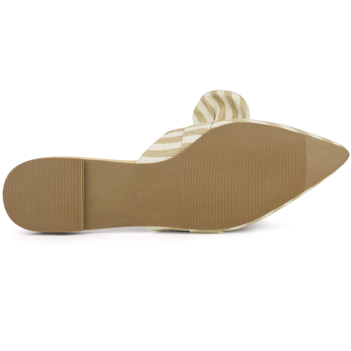 Women's Pointed Toe Slip on Flat Stripe Bow Slides Mules