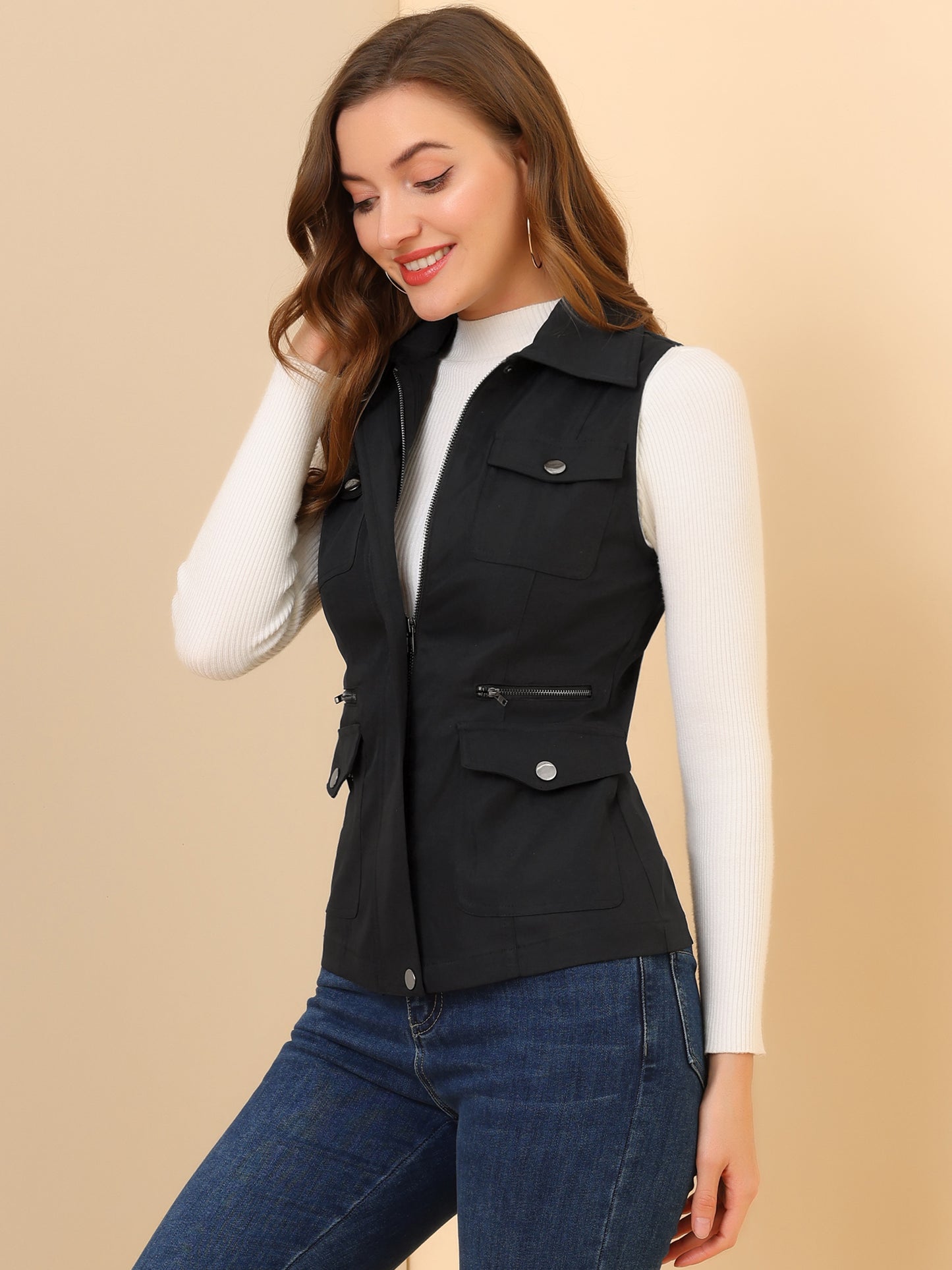 Women's Travel Vest with Pockets Summer Sleeveless Cargo Utility Vest (Available in Plus Size)