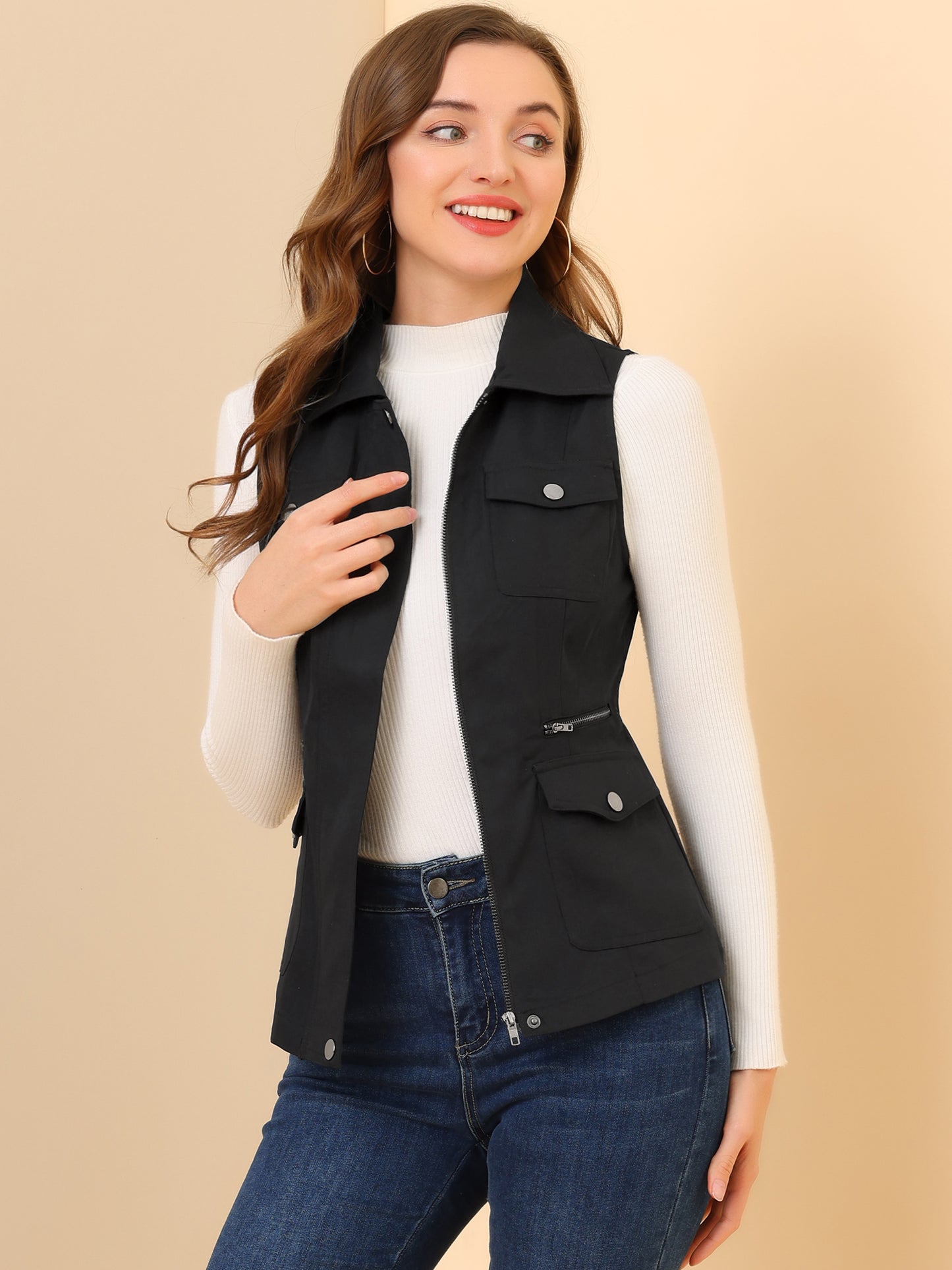 Women's Travel Vest with Pockets Summer Sleeveless Cargo Utility Vest (Available in Plus Size)