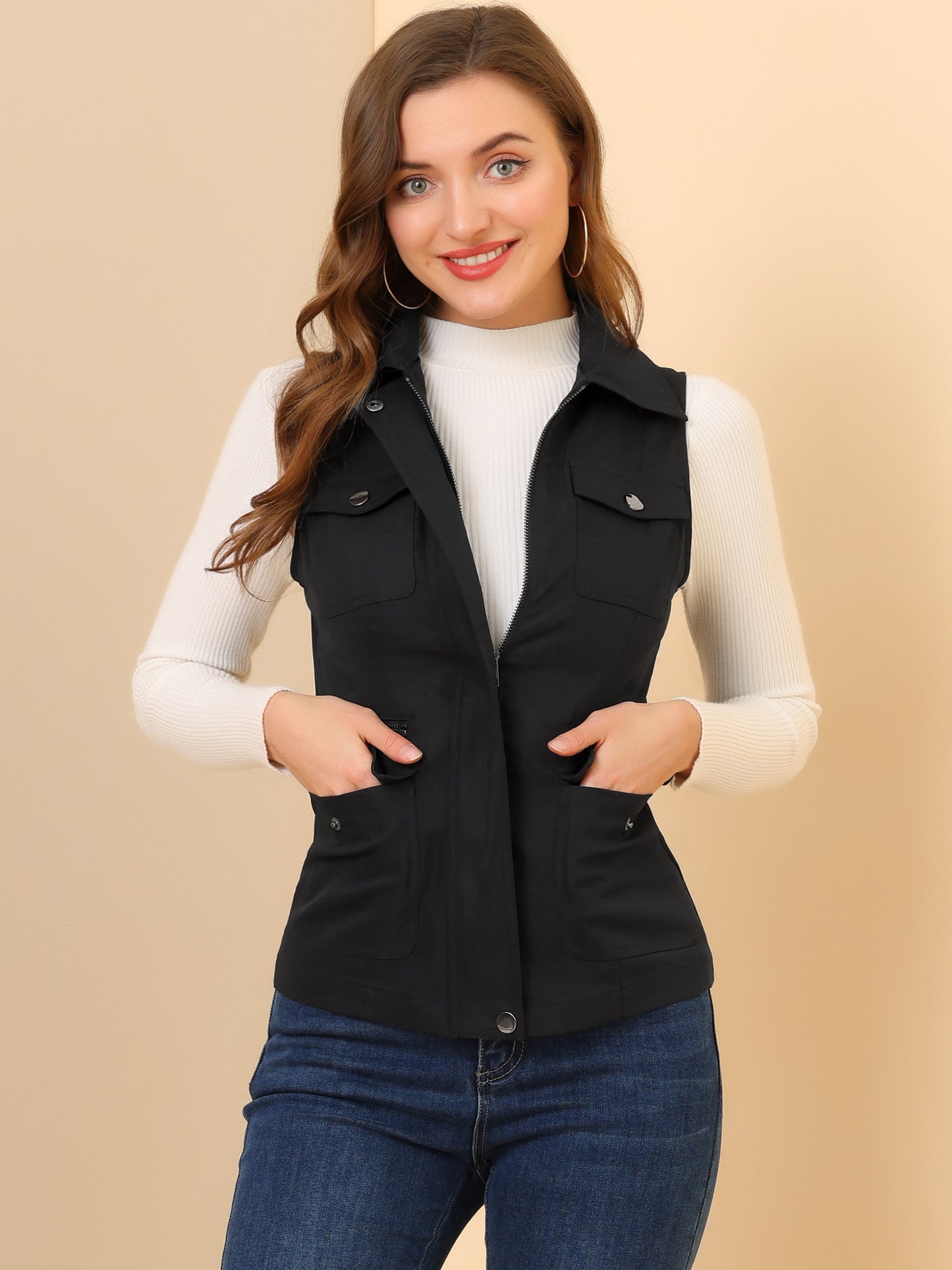 Women's Travel Vest with Pockets Summer Sleeveless Cargo Utility Vest (Available in Plus Size)