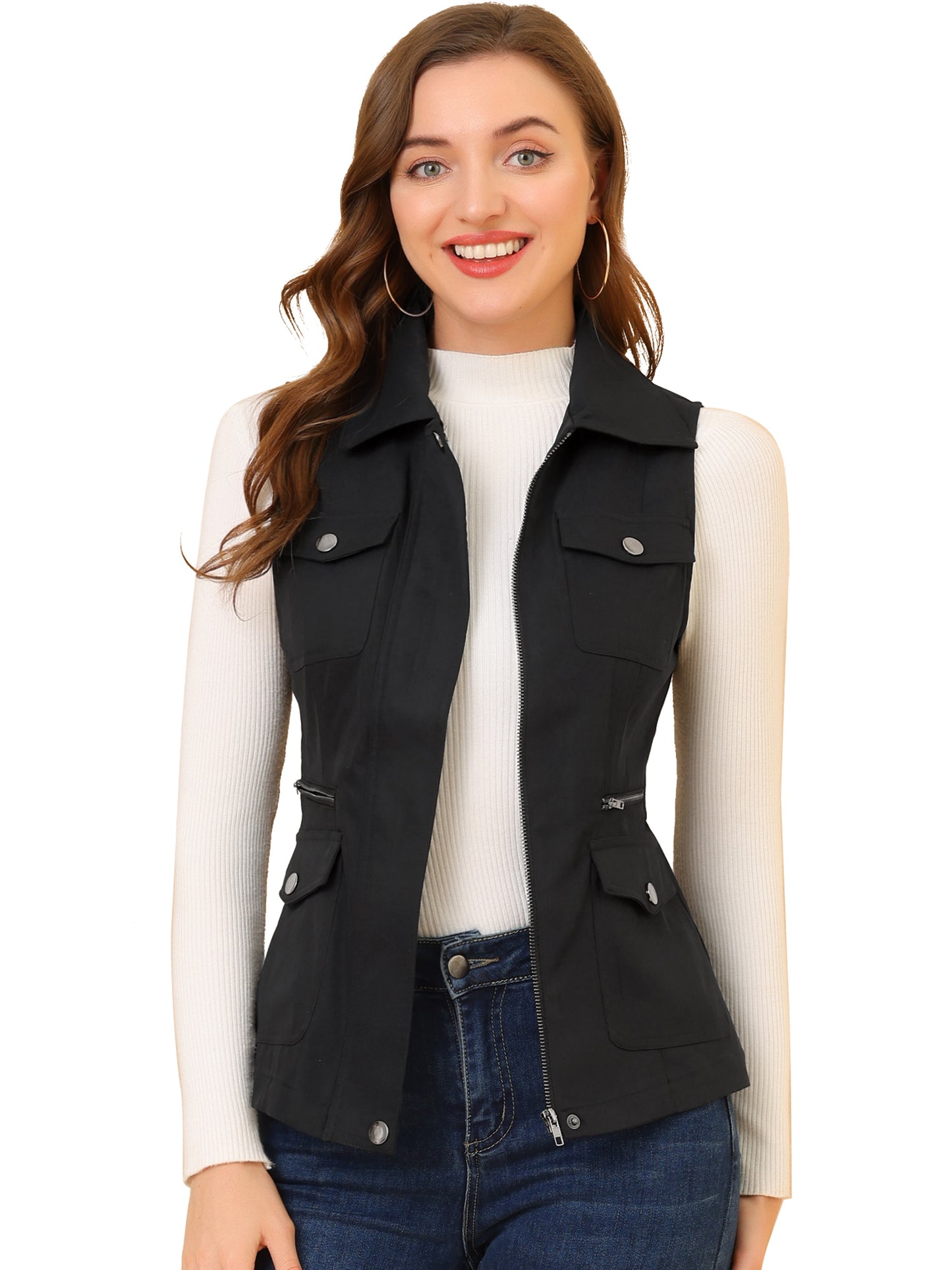 Women's Travel Vest with Pockets Summer Sleeveless Cargo Utility Vest (Available in Plus Size)