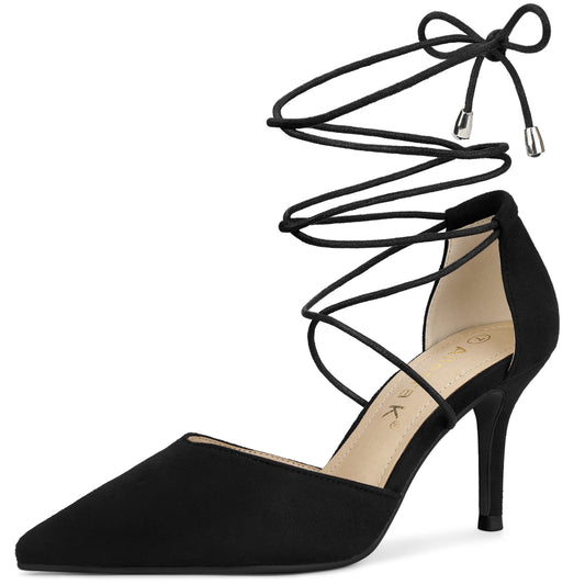 Women's Pointed Toe Dress Pumps Lace Up Stiletto Heels Sandals
