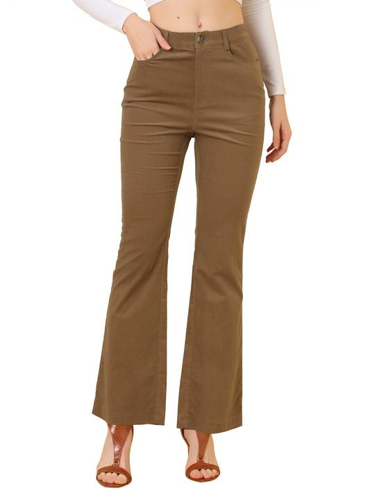 Pantalones acampanados vintage de pana con cintura alta y corte acampanado para mujer