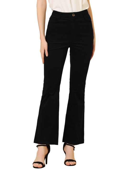 Pantalones acampanados vintage de pana con cintura alta y corte acampanado para mujer