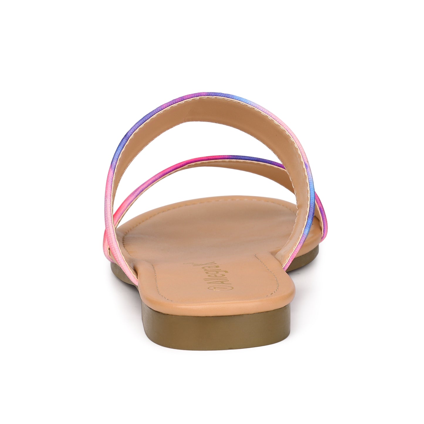 Women's Tie Dye Dual Straps Slip On Fluorescent Slides Flats Sandals