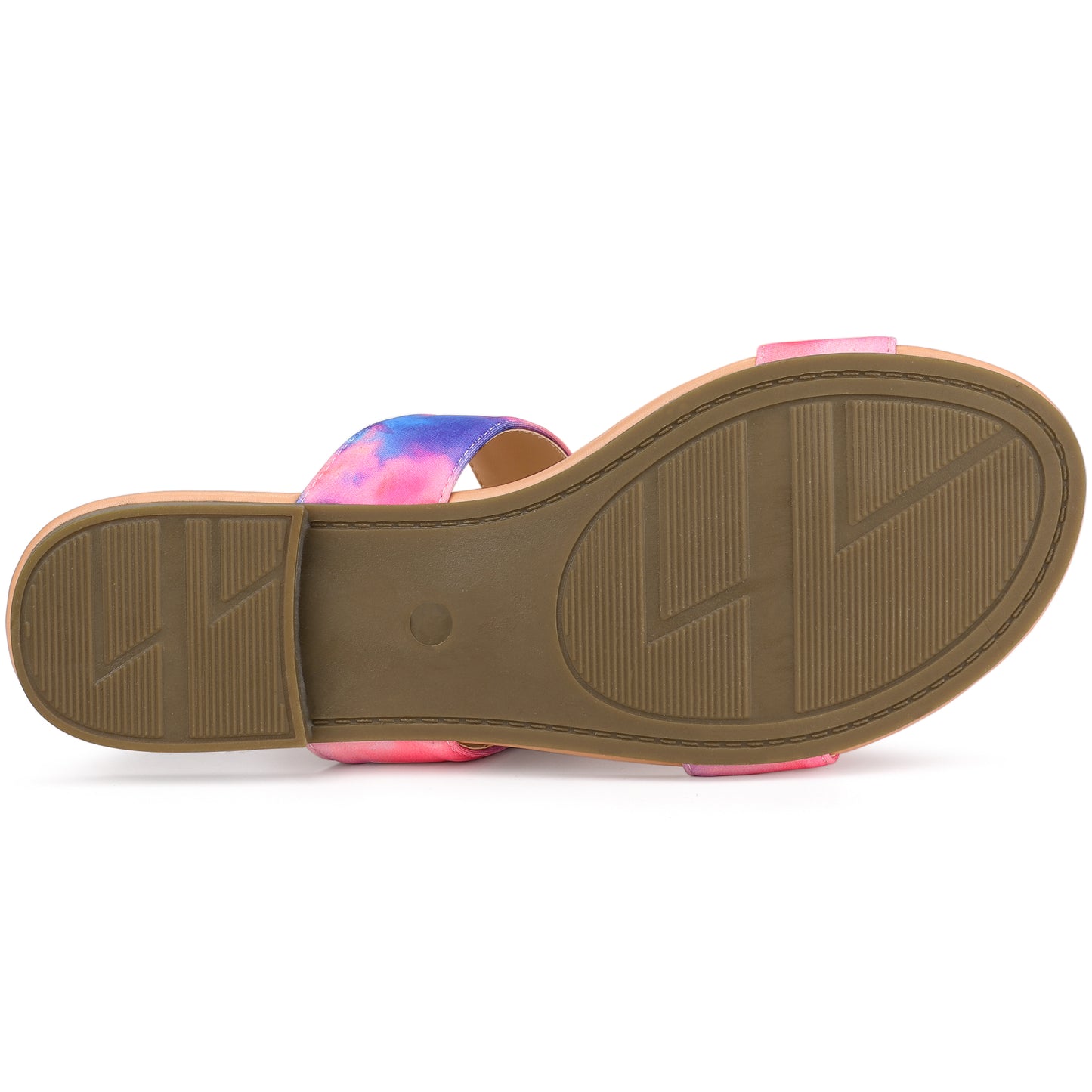 Women's Tie Dye Dual Straps Slip On Fluorescent Slides Flats Sandals