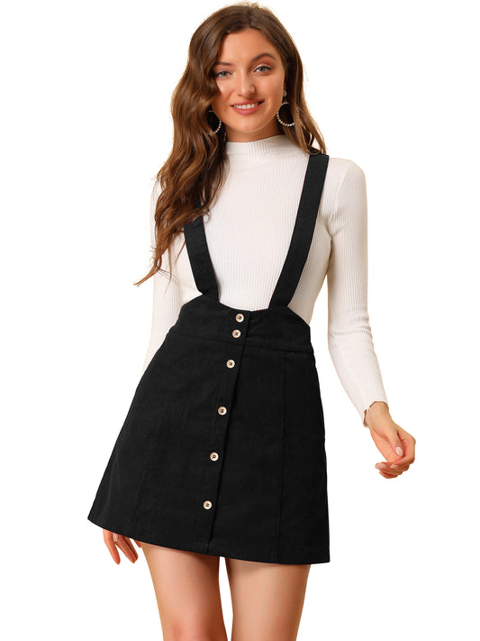 Falda de pana con tirantes y botones para mujer