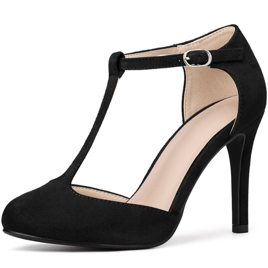 Zapatos de vestir Mary Jane con tacón de aguja y tiras en T para mujer