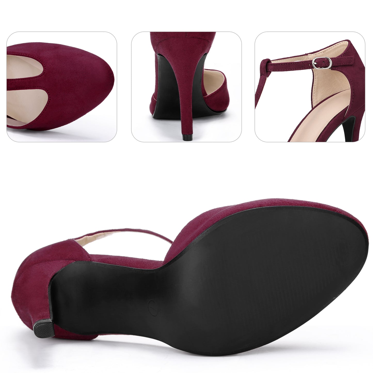 Zapatos de vestir Mary Jane con tacón de aguja y tiras en T para mujer