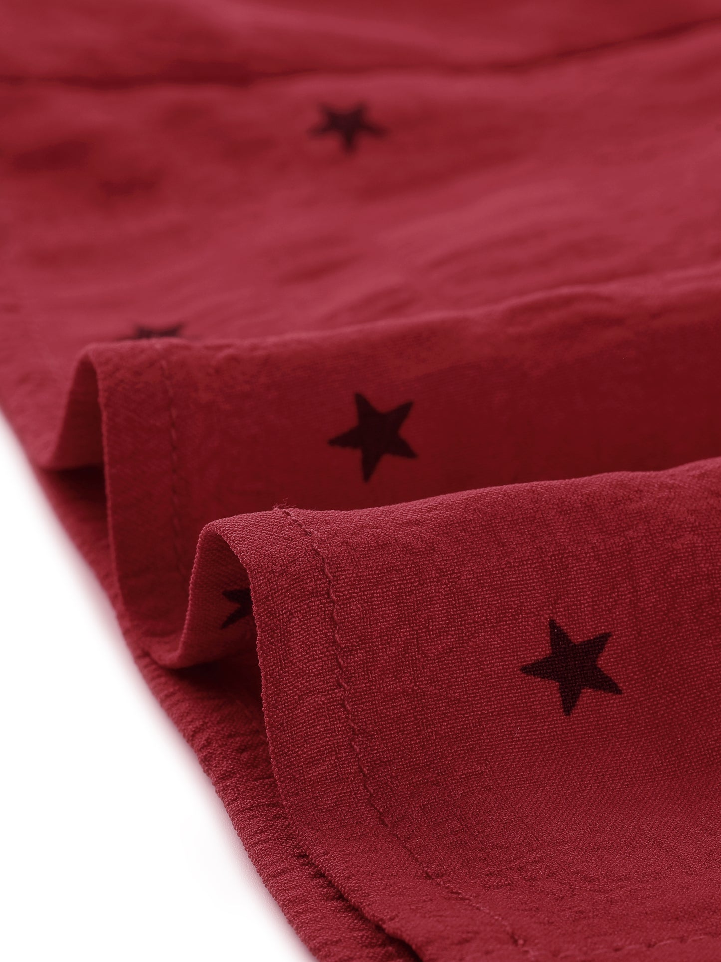 Women's Peter Pan Collar Top Textured Stars Ruffle Button Down Shirt