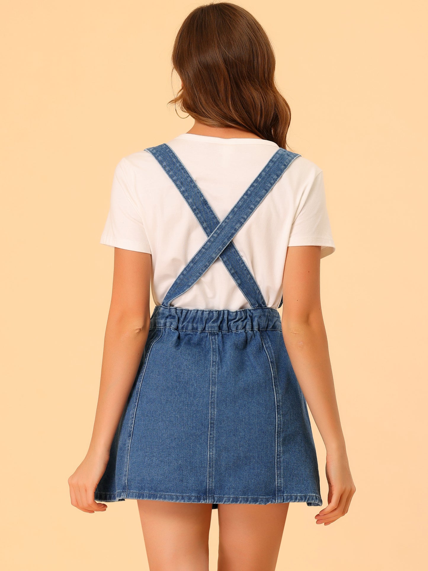 Women's Denim Skirt Overall Adjustable Strap Braces Mini Suspender Washed Jean Skirt (Available in Plus Size)