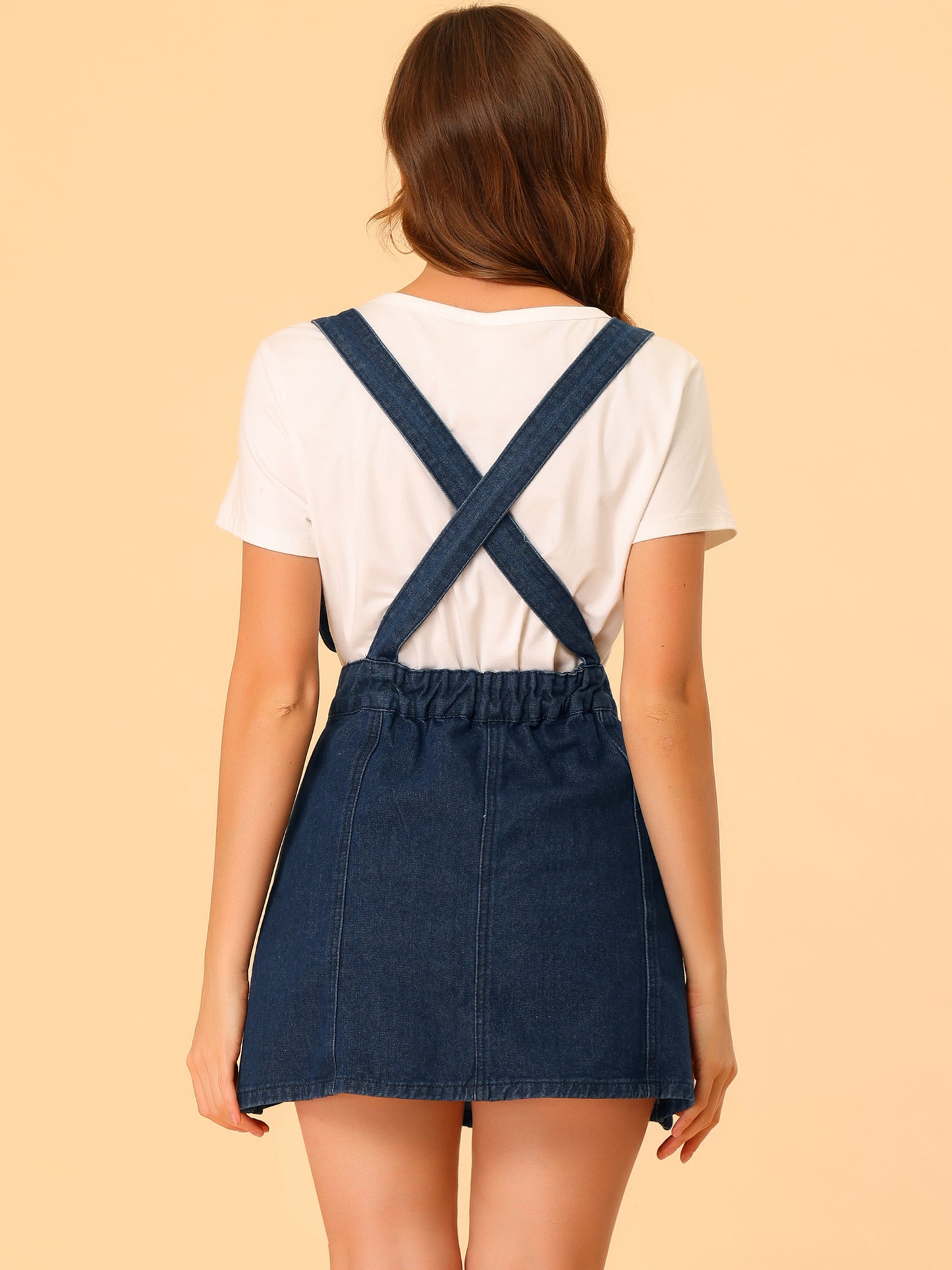 Falda vaquera para mujer, con tirantes ajustables, minifalda vaquera lavada