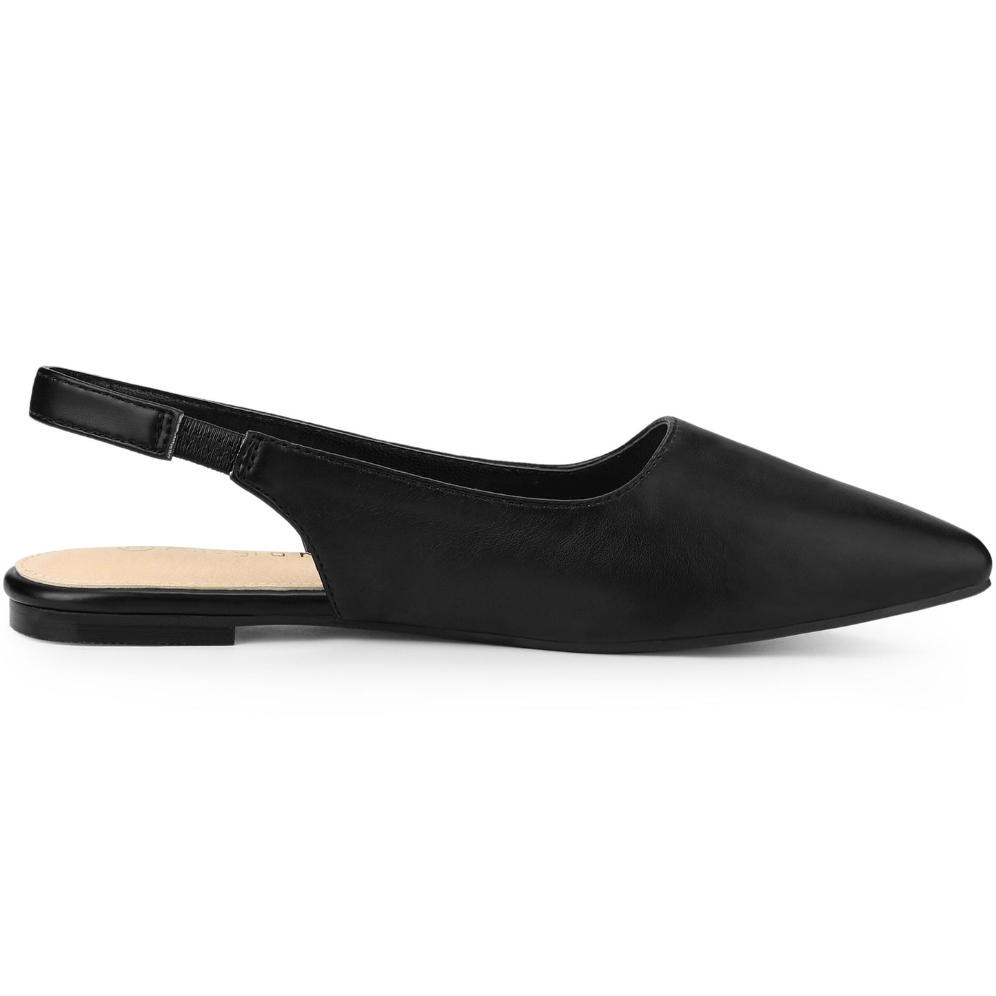 Zapatos de tacón de punta puntiaguda para mujer, zapatos planos con tira trasera