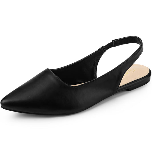 Zapatos de tacón de punta puntiaguda para mujer, zapatos planos con tira trasera
