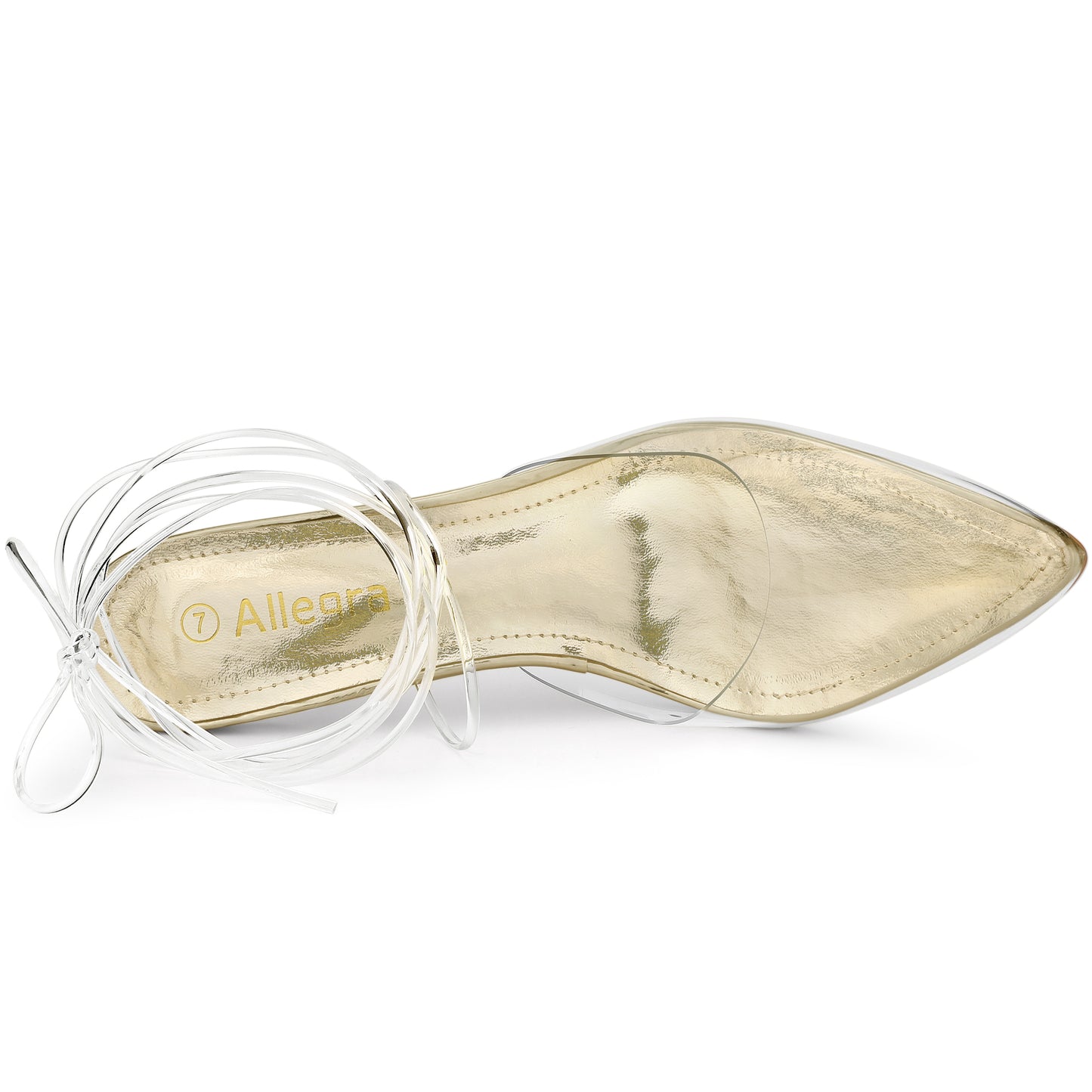 Zapatos de tacón de aguja transparente con cordones para mujer