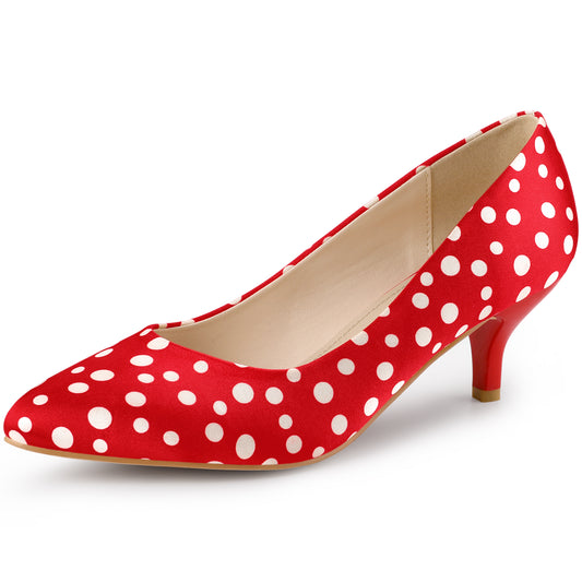 Zapatos de tacón alto con lunares y punta puntiaguda para mujer