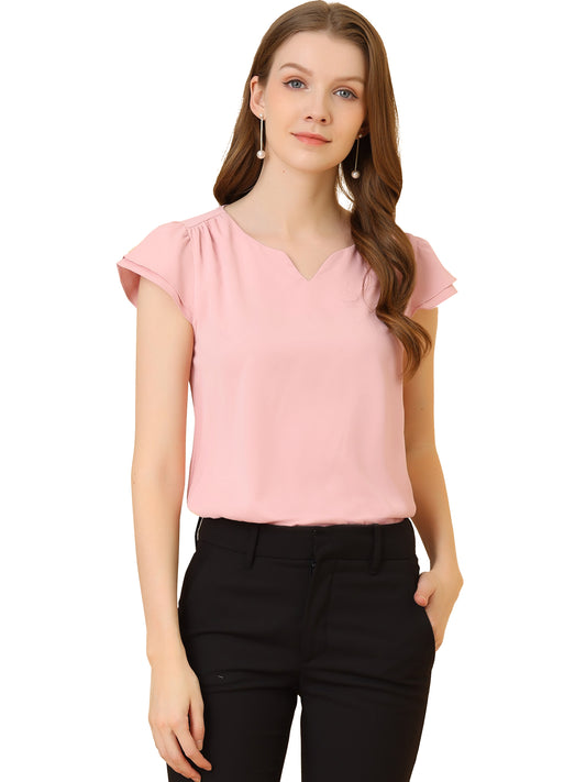 Women's Cap Sleeve Top Work Business Casual Plain Blouse