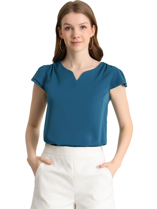 Women's Cap Sleeve Top Work Business Casual Plain Blouse