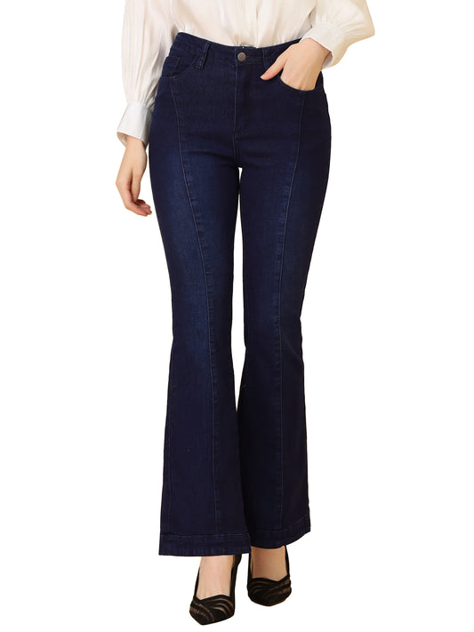 Pantalones vaqueros acampanados de cintura alta para mujer, pantalones vaqueros elásticos retro de mezclilla, pantalones vaqueros de campana