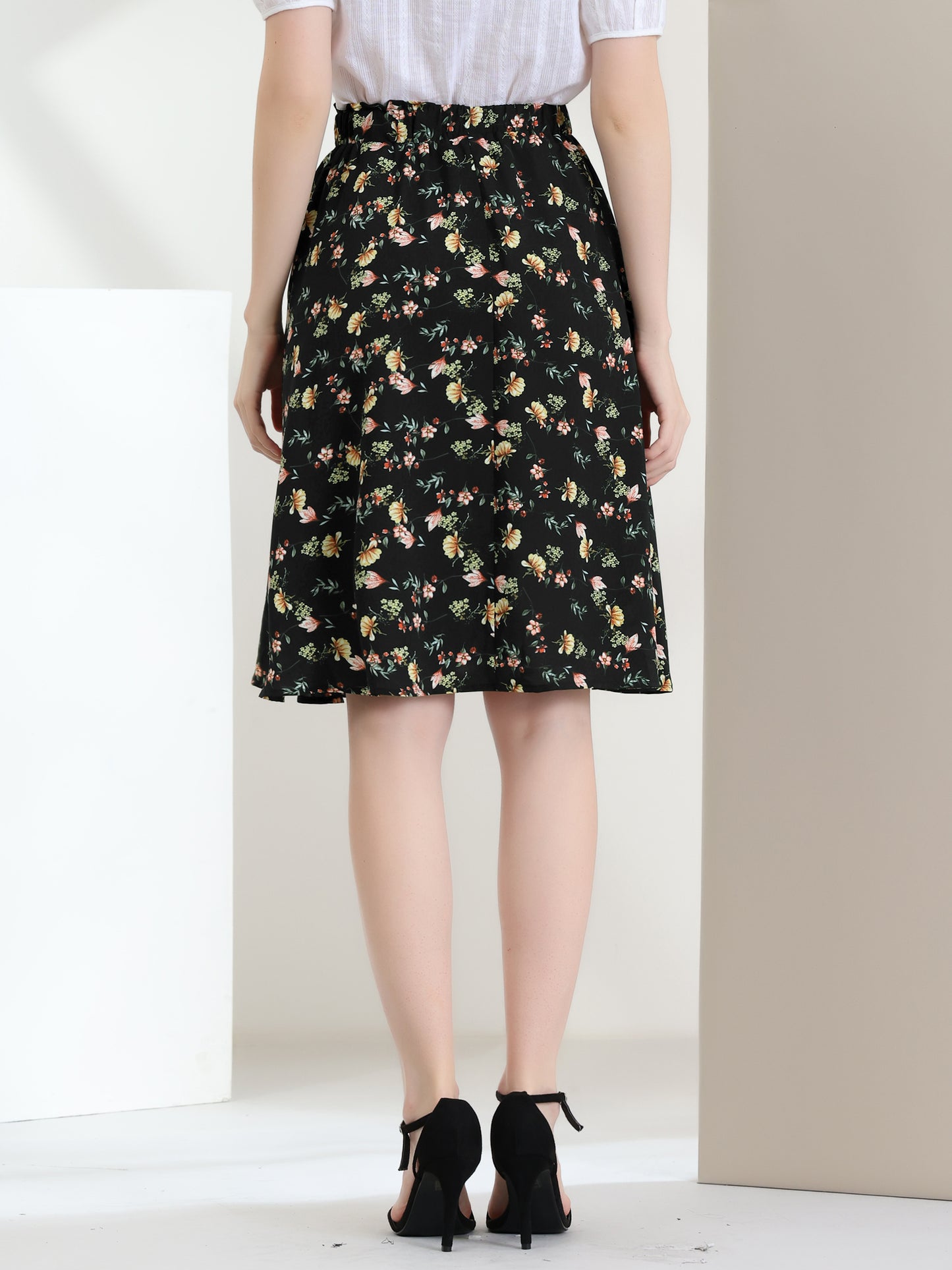 Falda floral de verano de corte A hasta la rodilla para mujer