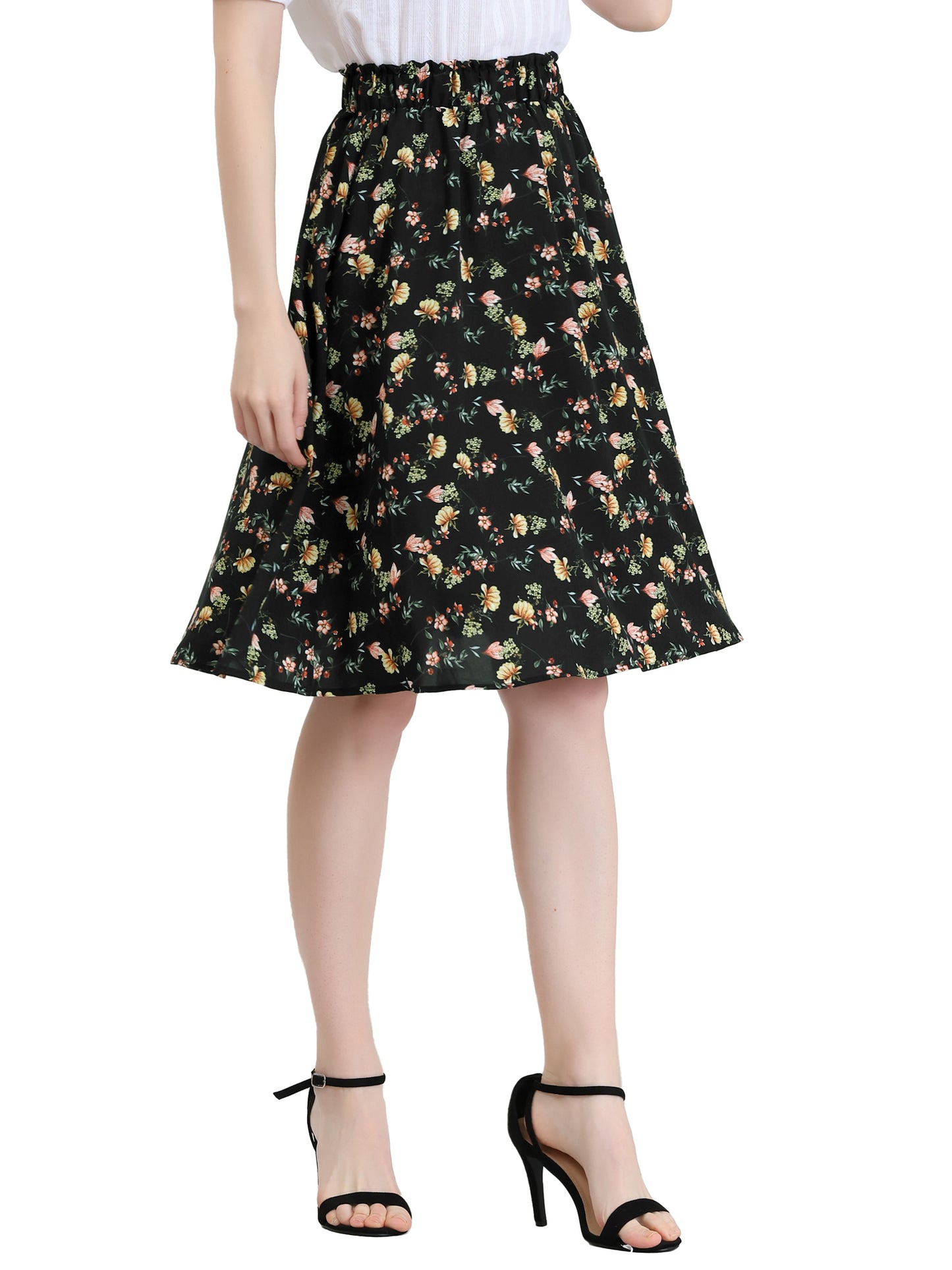Falda floral de verano de corte A hasta la rodilla para mujer