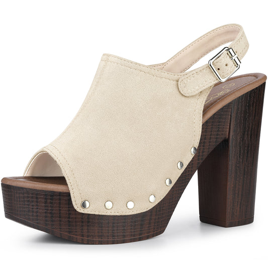 Sandalias de plataforma con tacón grueso y tira trasera para mujer