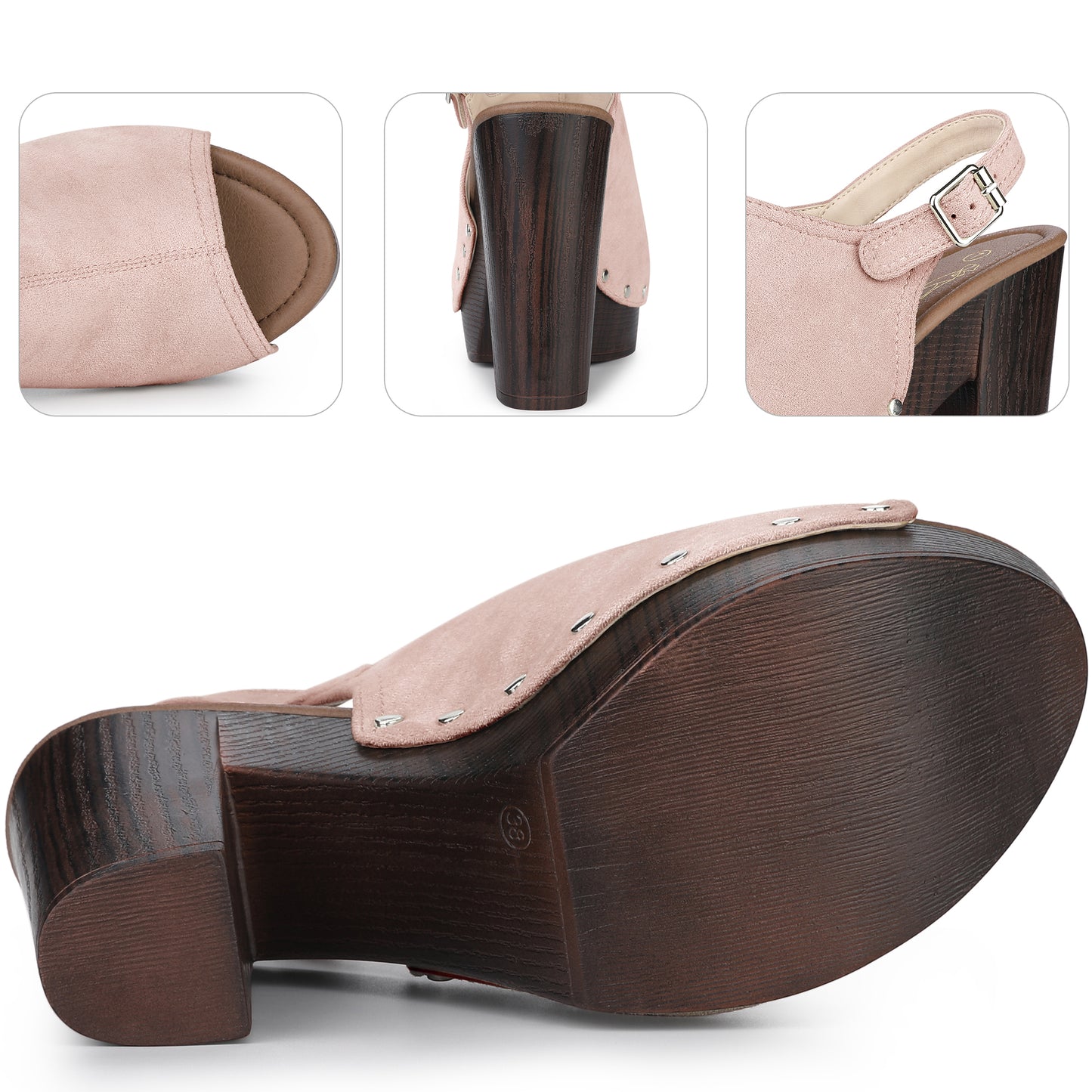 Sandalias de plataforma con tacón grueso y tira trasera para mujer